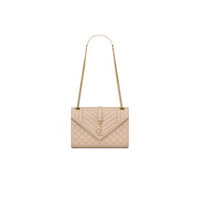 YSL ENVELOPE MEDIUM IN QUILTED GRAIN DE POUDRE EMBOSSED LEATHER 600185BOW912721 (24*17.5*6cm)
